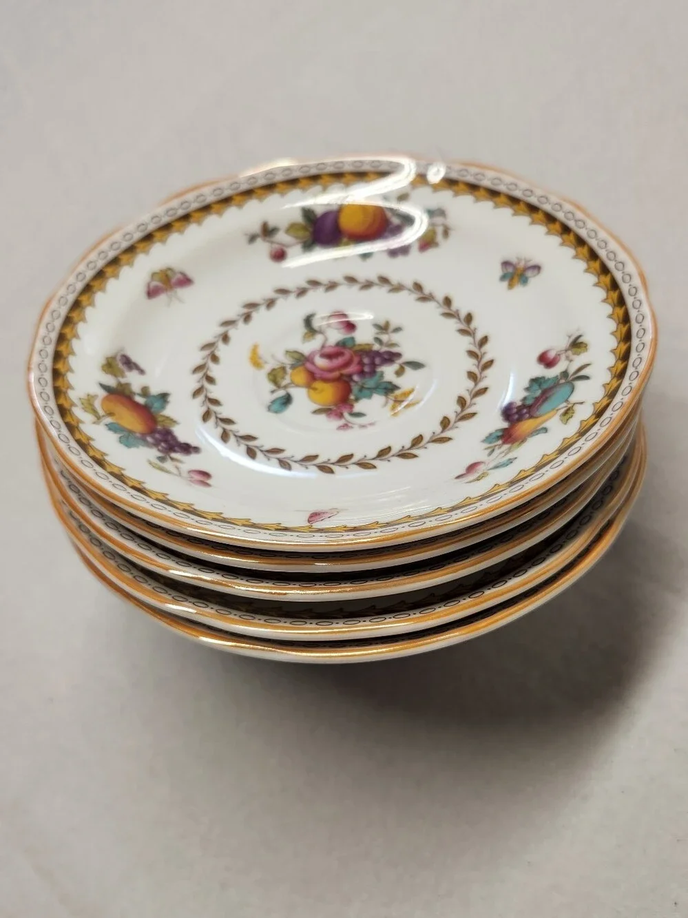Vintage Spode Rockingham Y5194 Bone China Saucer Plates Set of 5 Made in England